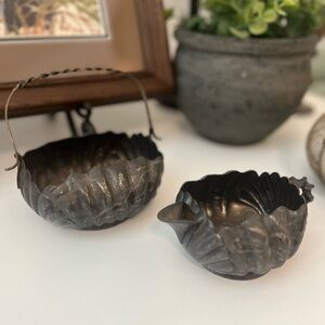 Antique Silver Plated Derby Basket and Tea Creamer